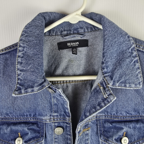 NWOT Hudson Women’s Classic Medium Wash Denim Jean Jacket Size L/XL - Picture 7 of 15